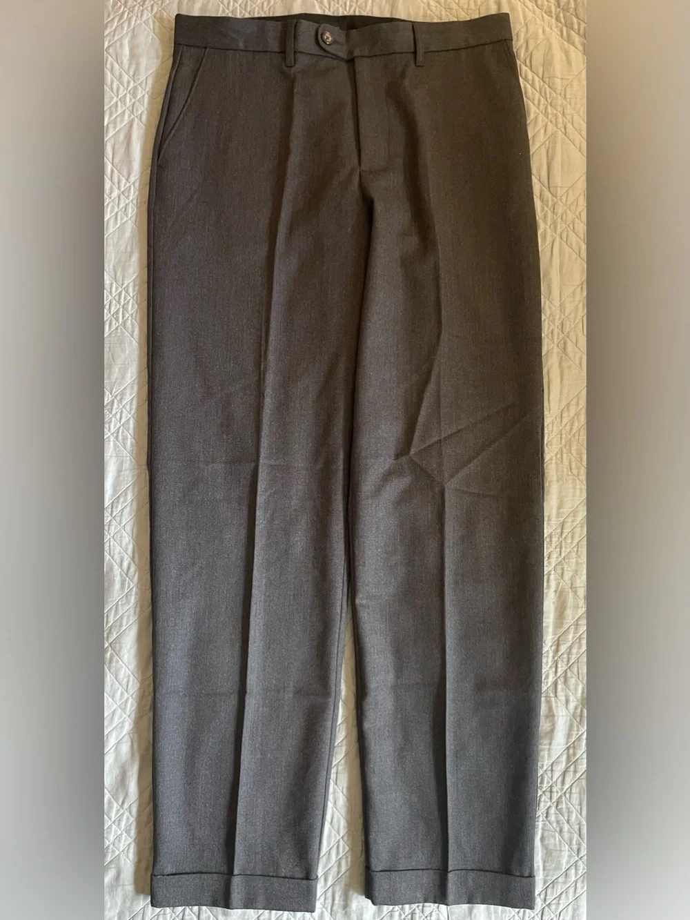 J.CREW Classic creased wool trouser in Heathered Charcoal Size 34/34 NWT CO452